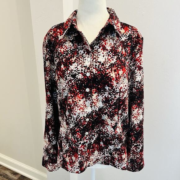 Christopher Banks Woman’s Petite Large Jacket Softshell Red Black White - Picture 1 of 6